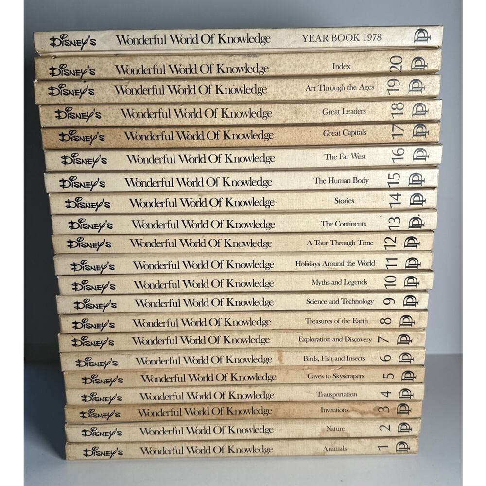VTG Disney "Wonderful World of Knowledge" 1973 full set 1-20 & 1978 Yearbook EUC